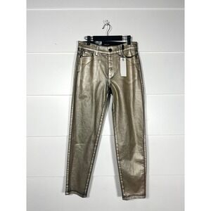 Marc Cain N2 Tapered fit Jeans gold metallic‎ 400 MSRP 395 NWT womens designer